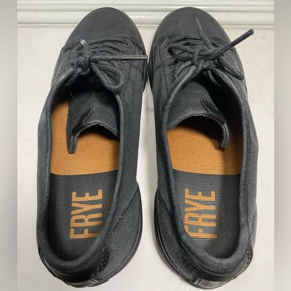 FRYE Women’s Low Top Canvas Sneakers with Leather Shoelaces in Black Size 7.5M - Picture 4 of 10
